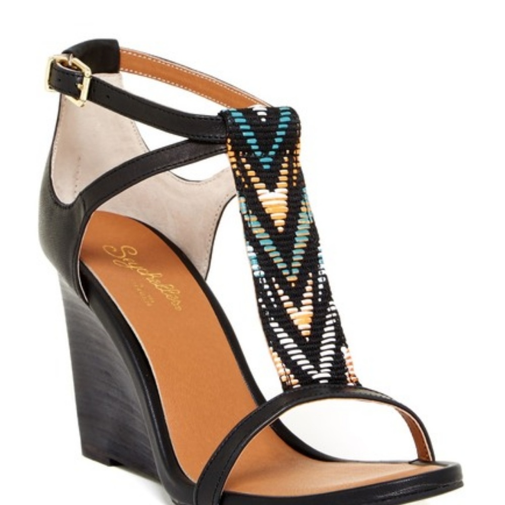 Seychelles t-strap double ankle wrap heel, EUC